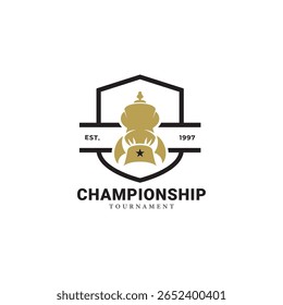 Plantilla de diseño de icono de logotipo de trofeo con Ilustración vectorial plana inicial, Plantilla de diseño de logotipo ganador del premio