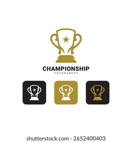Modelo de design de ícone de logotipo de troféu com ilustração vetor plana inicial, modelo de design de logotipo vencedor do prêmio