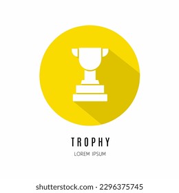 Trophy logo. Illustration of trophy in flat. Stock vector.