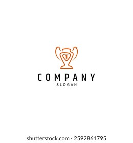 trophy logo with number 1 in flat design style