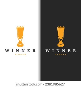 Trophy Logo, Sports Tournament Championship Cup Design. Minimalist Antique Victory Award