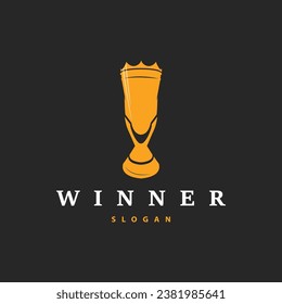 Trophy Logo, Sports Tournament Championship Cup Design. Minimalist Antique Victory Award