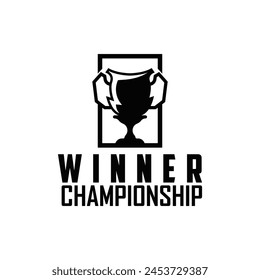 Trophy Logo, Sports Tournament Championship Cup Design. Minimalist Antique Victory Award