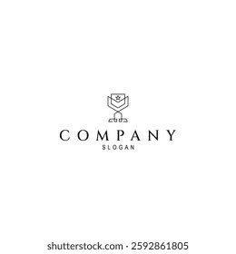 trophy logo with stars in simple linear design style