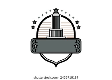 Trophy logo that can be edited in classic vintage style, with gray color