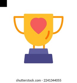 trophy love icon logo flat style vector