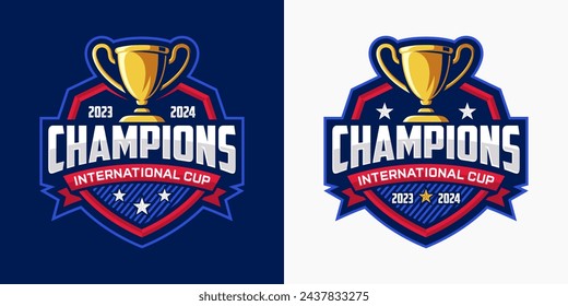 Trophy Mascot Logo Design with Modern illustration Concept Style for Badge, Emblem and T-Shirt Printing. Trophy Badge illustration for Sport Team. Vector Template