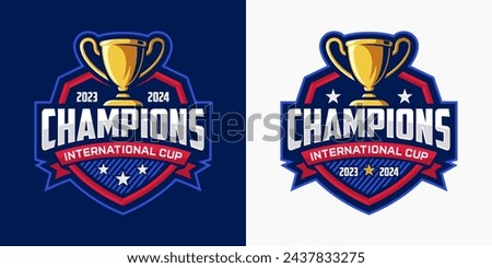 Trophy Mascot Logo Design with Modern illustration Concept Style for Badge, Emblem and T-Shirt Printing. Trophy Badge illustration for Sport Team. Vector Template