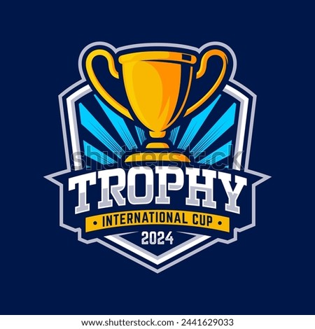 Trophy Mascot Logo Design with Modern illustration Concept Style for Badge, Emblem and T-Shirt Printing. Trophy Badge illustration for Sport Team. Vector Template