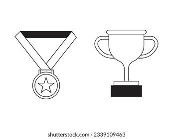 Trophy and medal icon vector outline
