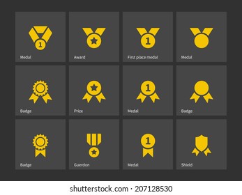 Trophy and medal icons. Vector illustration.