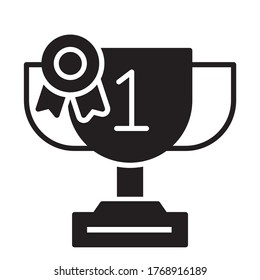 Trophy medal, solid glyph icon