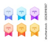 Trophy medals set design for games. Level results vector illustration. Level medals set design for the game.