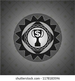trophy with money symbol inside icon inside black badge