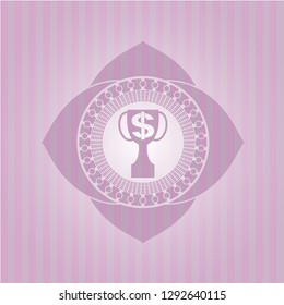 trophy with money symbol inside icon inside vintage pink emblem