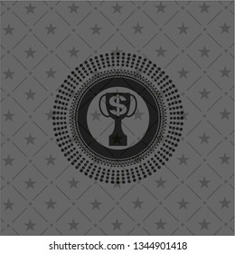 trophy with money symbol inside icon inside black badge