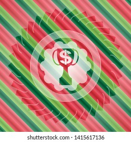 trophy with money symbol inside icon inside christmas badge background.