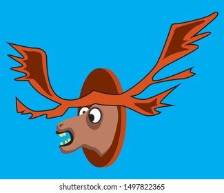 Trophy moose head on the wall