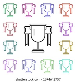 Trophy multi color style icon. Simple thin line, outline vector of motor sports icons for ui and ux, website or mobile application