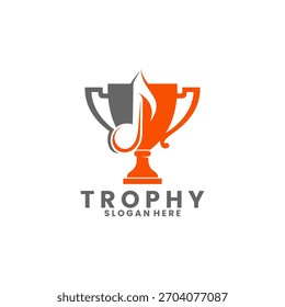 Trofeo con Plantilla de Vector de diseño de logotipo de música. Plantilla de Vector de diseño de logotipo de premio de música