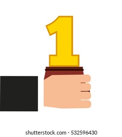 trophy number one award isolated icon vector illustration design