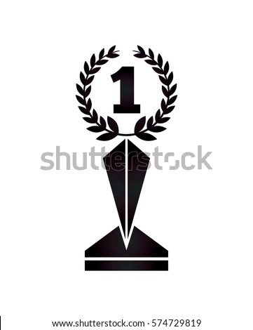 trophy with number one icon over white background. vector illustration