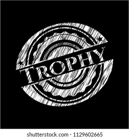 Trophy on blackboard