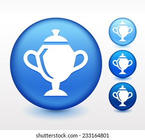 Trophy on Blue Round Button