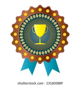 Trophy on  brown badge, vector format