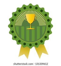 Trophy on Green badge, vector format