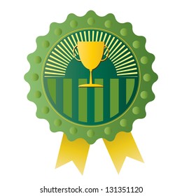 Trophy on Green badge, vector format