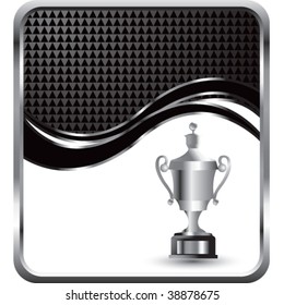 trophy on modern wave background