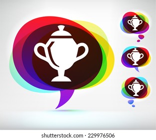 Trophy on Multi Color Speech Bubble
