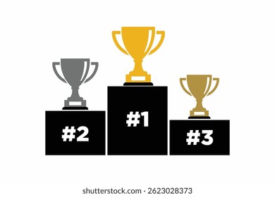 Trophy on Podium. Suitable for Championship Concept.