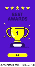 The trophy on the purple background