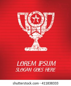 Trophy on red background,poster grunge design
