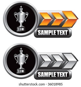 Trophäe auf glänzenden, scharfen Bannern