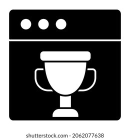 Trophäe auf Webseiten, die das Konzept der ausgezeichneten Website symbolisieren
