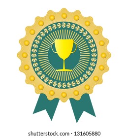 Trophy on  yellow badge, vector format