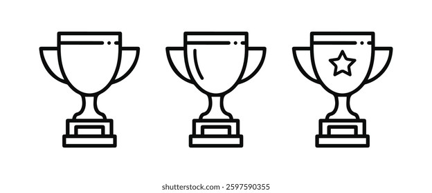 Trophy outline icon. Trophy cup, winner cup, reward symbol sign for web and mobile, vector illustration, isolated on a white background