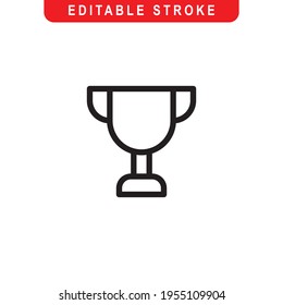 Trophy Outline Icon. Trophy Line Art Logo. Vector Illustration. Isolated on White Background. Editable Stroke