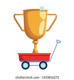 trophy over a wagon icon cartoon isolated vector illustration graphic design