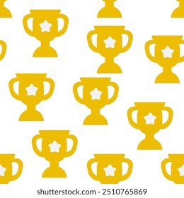 Trophy Pattern background. Gold Trophies Seamless Pattern. gold medal pattern background. competition theme pattern.