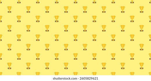 Trophy Pattern background. Gold Trophies Seamless Pattern. gold medal pattern background. competition theme pattern.
