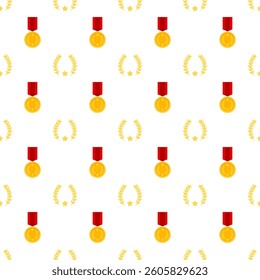 Trophy Pattern background. Gold Trophies Seamless Pattern. gold medal pattern background. competition theme pattern.