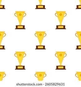 Trophy Pattern background. Gold Trophies Seamless Pattern. gold medal pattern background. competition theme pattern.