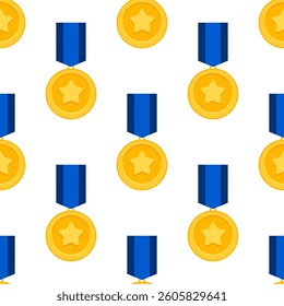 Trophy Pattern background. Gold Trophies Seamless Pattern. gold medal pattern background. competition theme pattern.