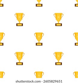 Trophy Pattern background. Gold Trophies Seamless Pattern. gold medal pattern background. competition theme pattern.
