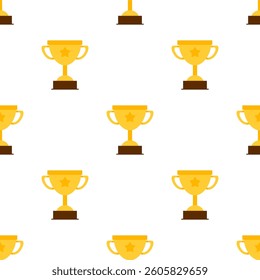 Trophy Pattern background. Gold Trophies Seamless Pattern. gold medal pattern background. competition theme pattern.
