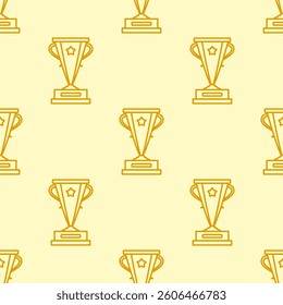 Trophy Pattern background. Gold Trophies Seamless Pattern. gold medal pattern background. competition theme pattern.